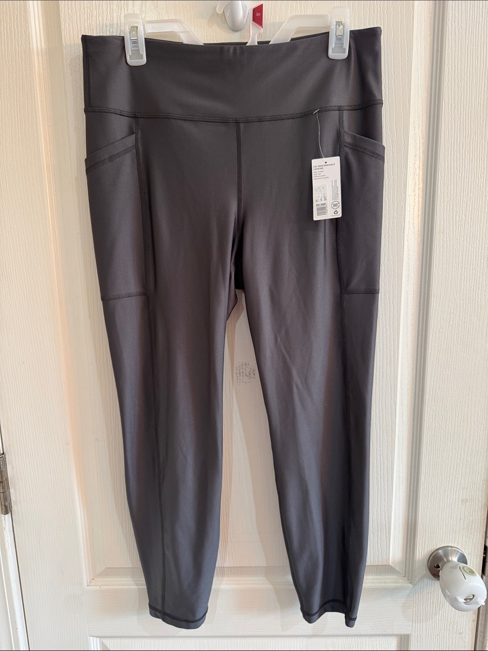 Jockey Women's Charcoal Gray High-Waist Leggings with Side Pockets